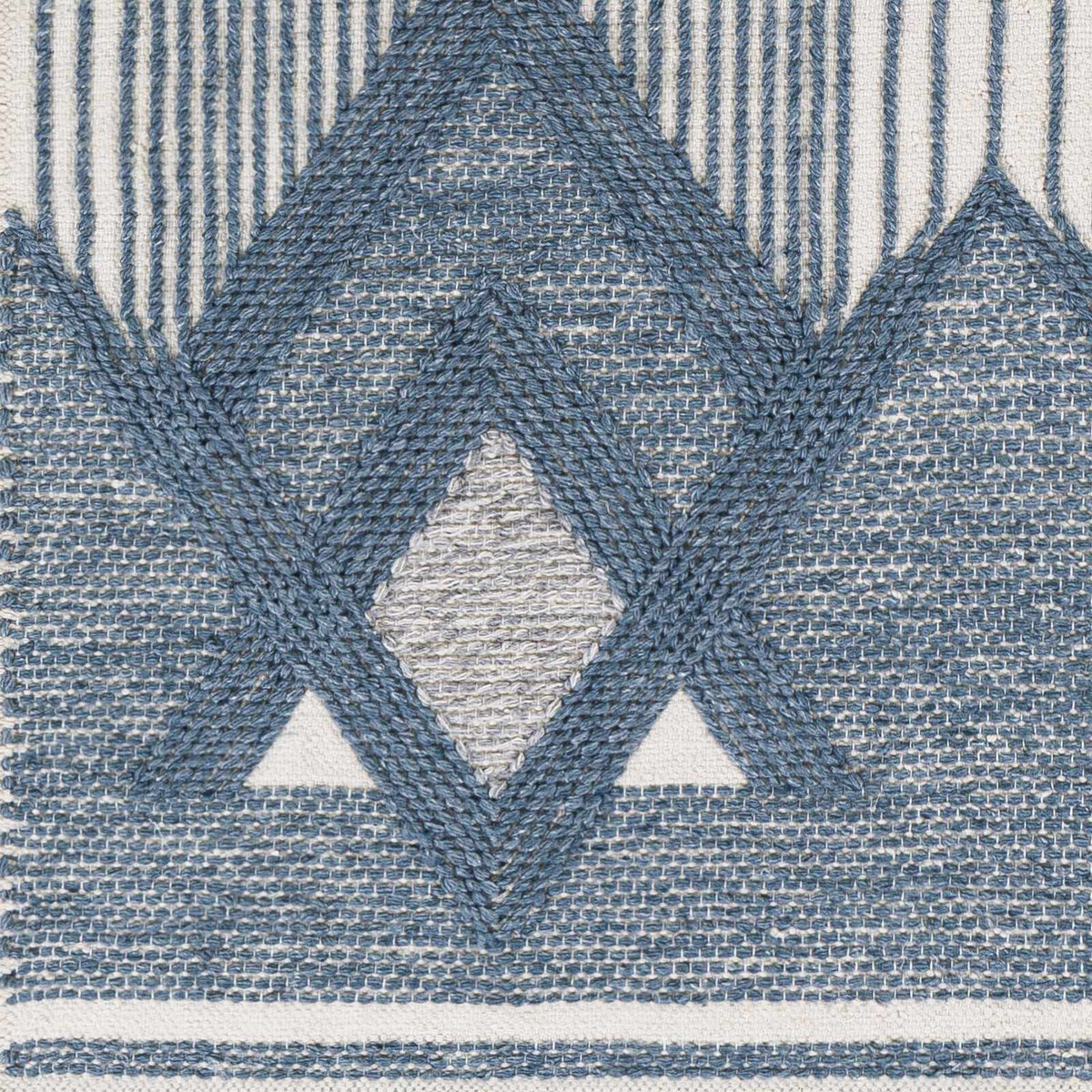 Aldbourne Blue Tassel Flatweave Wool Rug - Clearance, sample swatch