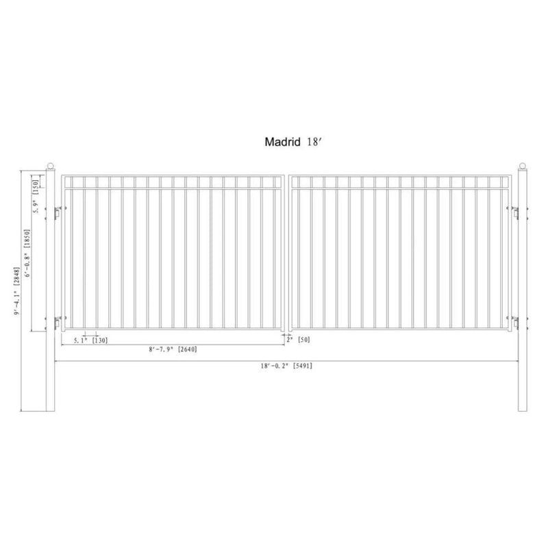 [12-18FT] Heavy-Duty Madrid-Style Premium Steel Dual-Swing Driveway Gate (SAK38546) by SAKSBY WHOLESALE