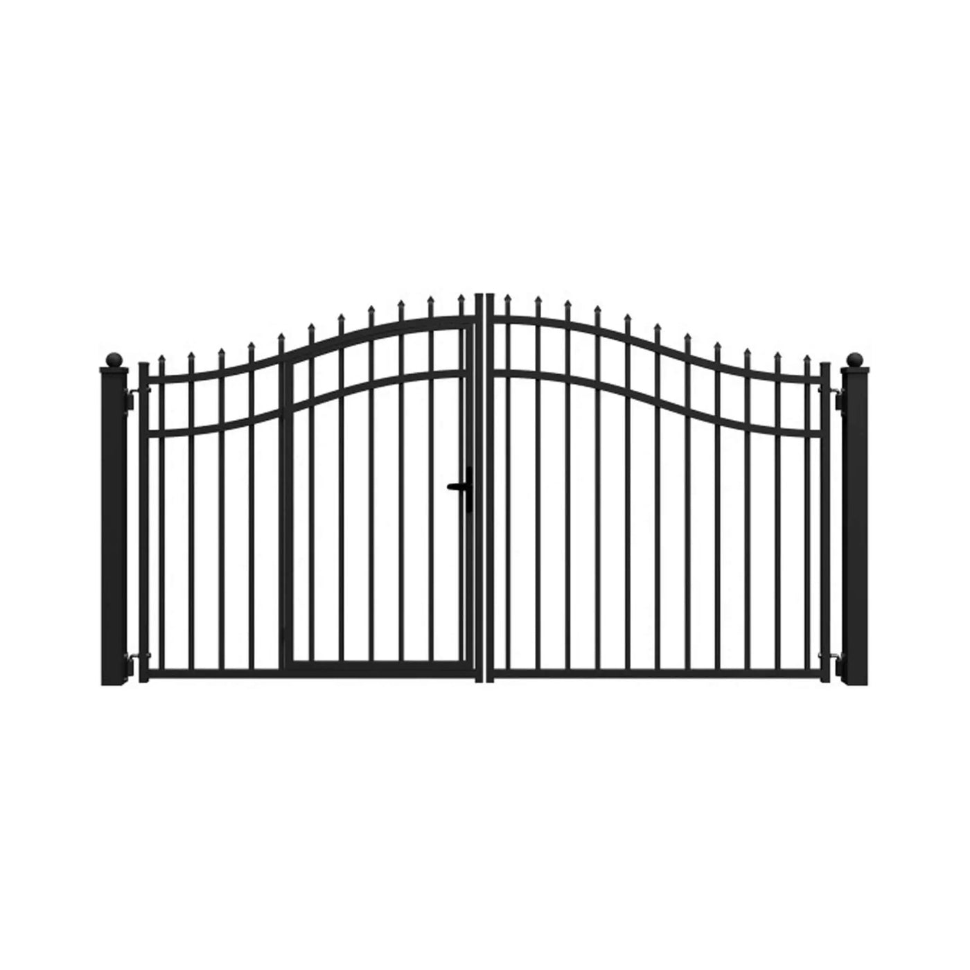 [12-18FT] Heavy-Duty Vienna-Style Steel Dual-Swing Driveway Gate With Built-In Pedestrian Door (SAK75103) by SAKSBY WHOLESALE