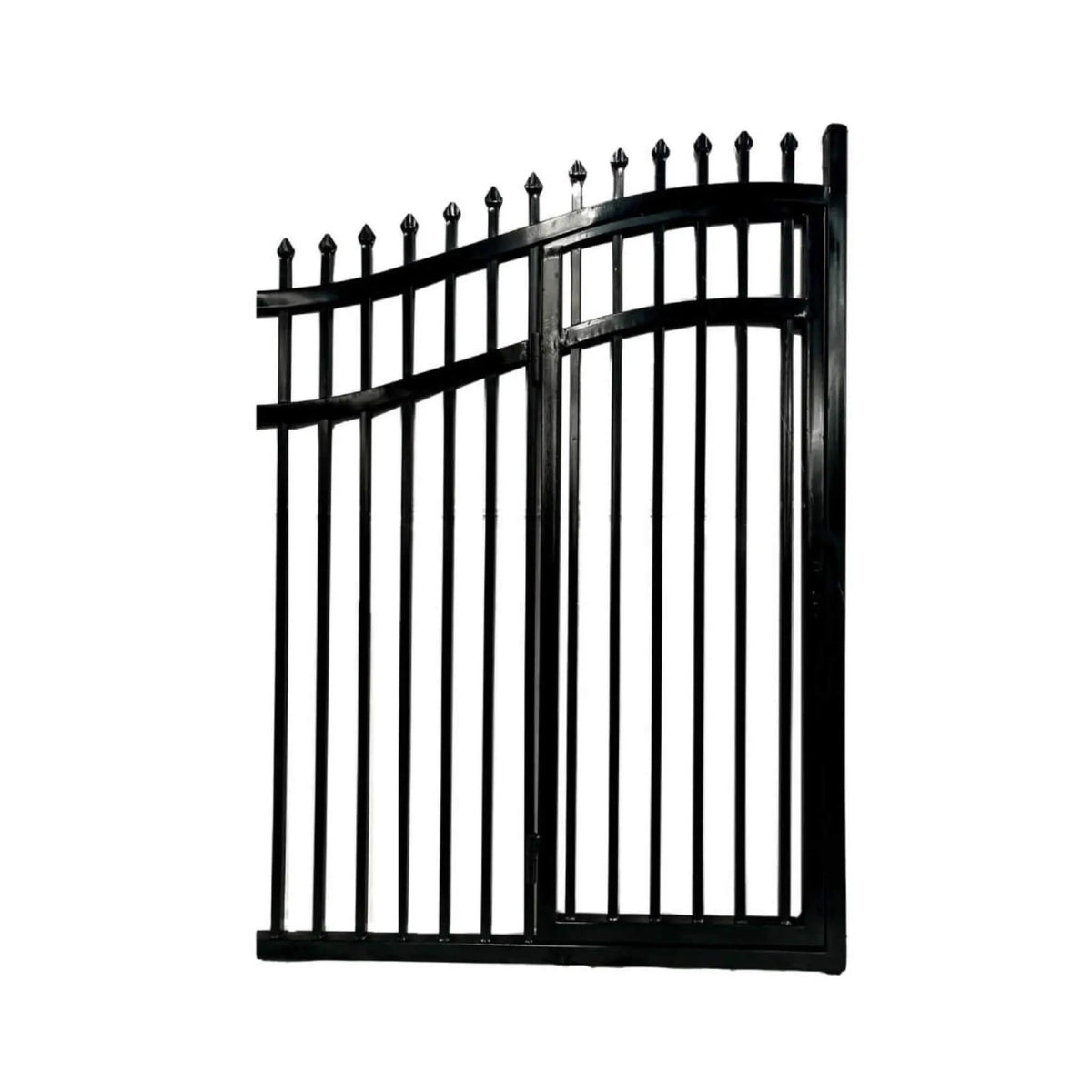 [12-18FT] Heavy-Duty Vienna-Style Steel Dual-Swing Driveway Gate With Built-In Pedestrian Door (SAK75103) by SAKSBY WHOLESALE