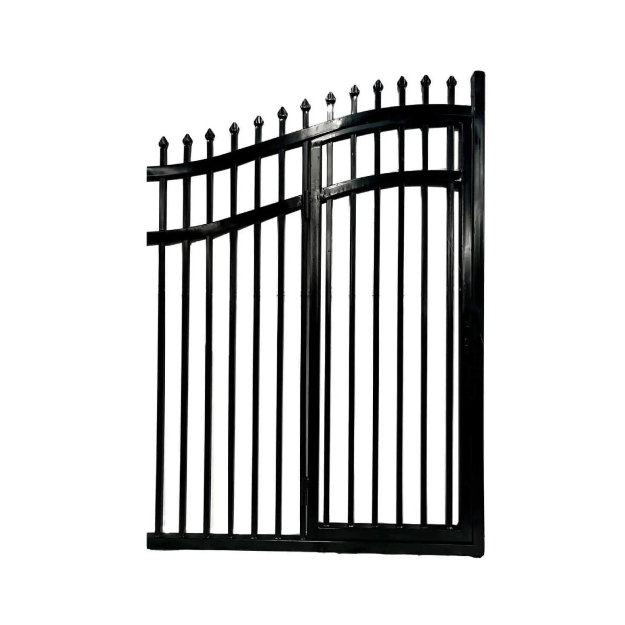 [12-18FT] Heavy-Duty Vienna-Style Steel Dual-Swing Driveway Gate With Built-In Pedestrian Door (SAK75103) by SAKSBY WHOLESALE