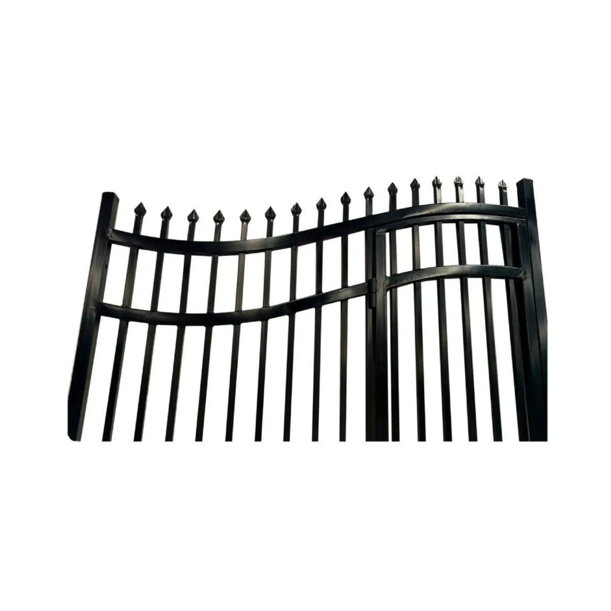[12-18FT] Heavy-Duty Vienna-Style Steel Dual-Swing Driveway Gate With Built-In Pedestrian Door (SAK75103) by SAKSBY WHOLESALE