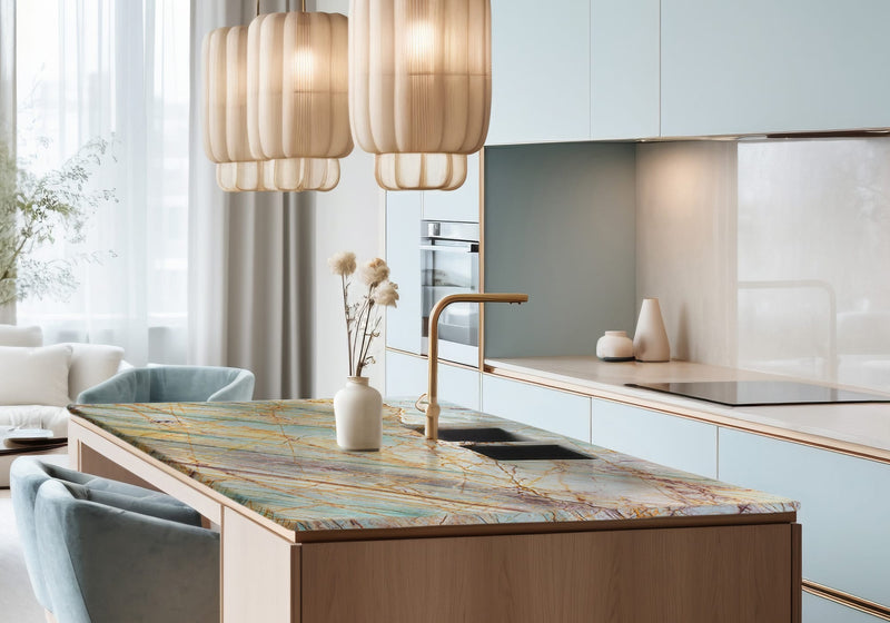 Alexandrita Polished Quartzite Slab Random room scene 2