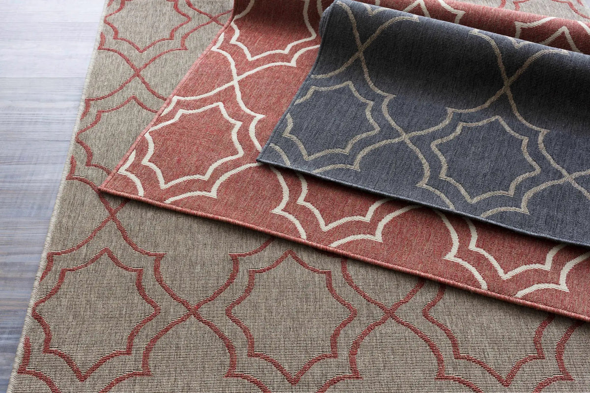 Unique Rust Red Lattice Trellis Outdoor Rug - Clearance, photo 12 of 14