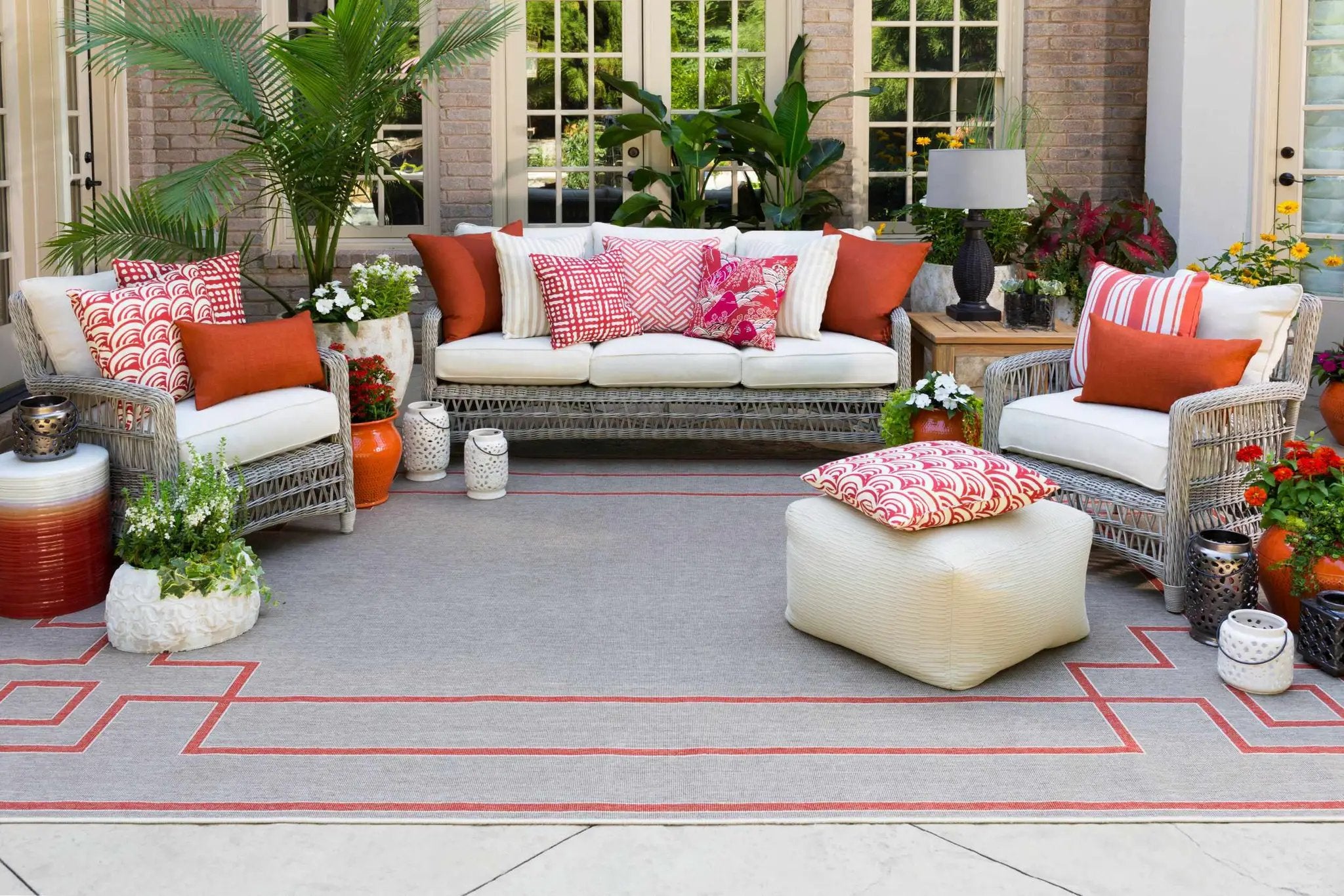 Janamuato White Geometric Cement Outdoor Planter by Boutique Rugs