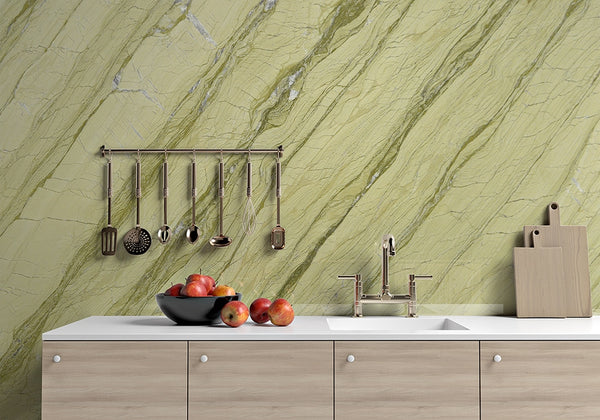 Alga Green Polished Marble Slab Random room scene 2