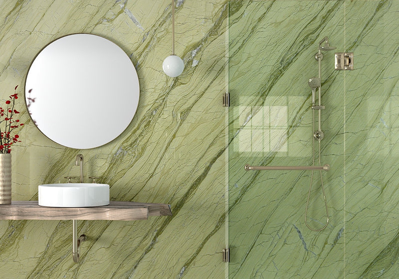 Alga Green Polished Marble Slab Random room scene 3