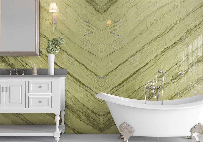 Alga Green Polished Marble Slab Random room scene 5