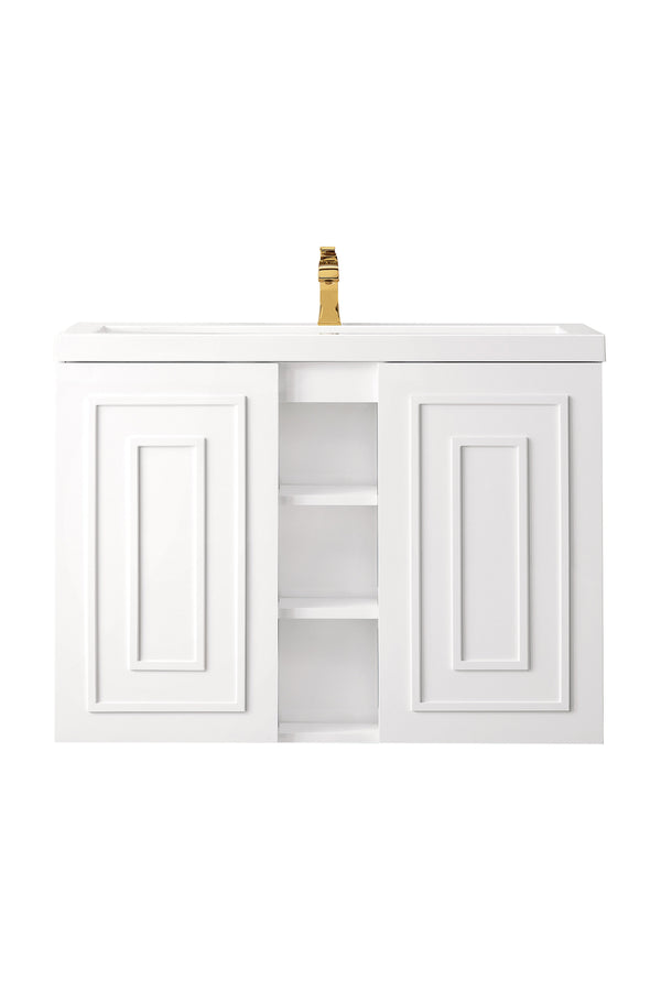 James Martin Alicante' 39.5" Floating Single Bathroom Vanity, Glossy White