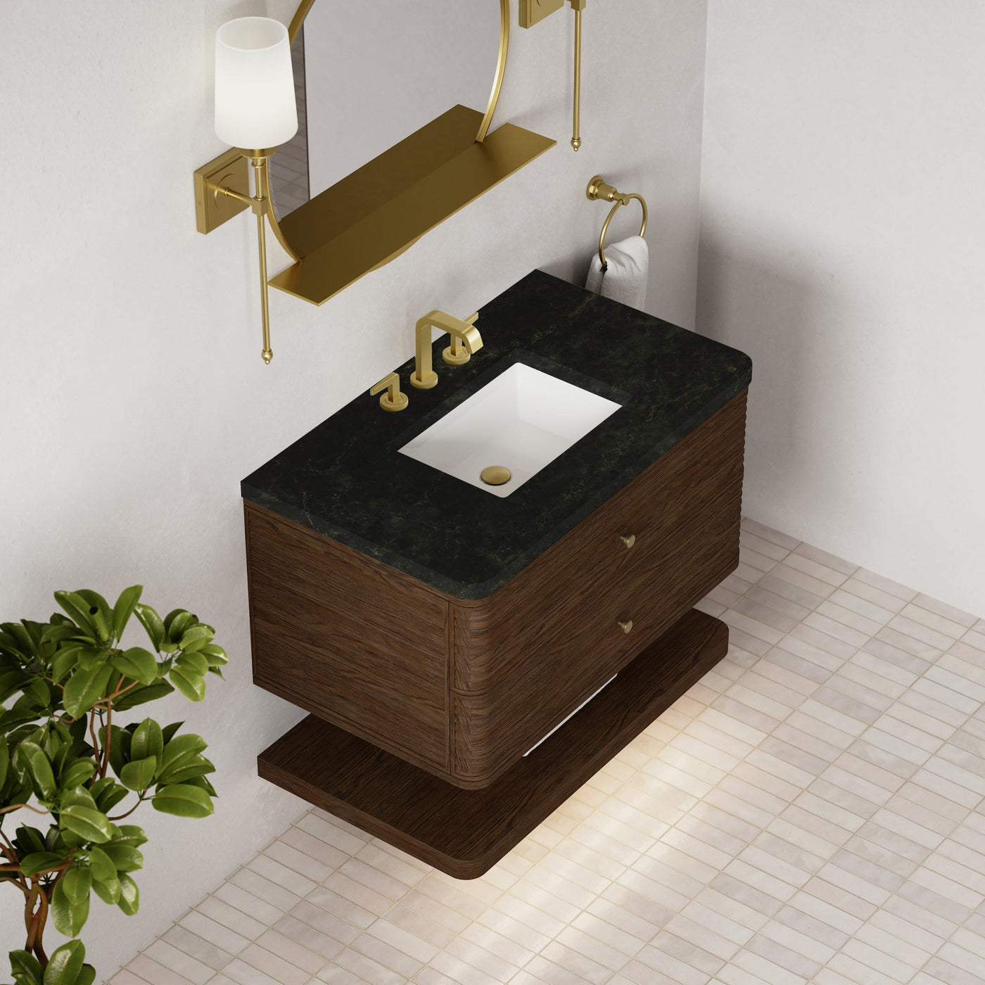 James Martin Allamari 36" Floating Single Bathroom Vanity, Sable with Phantome countertop