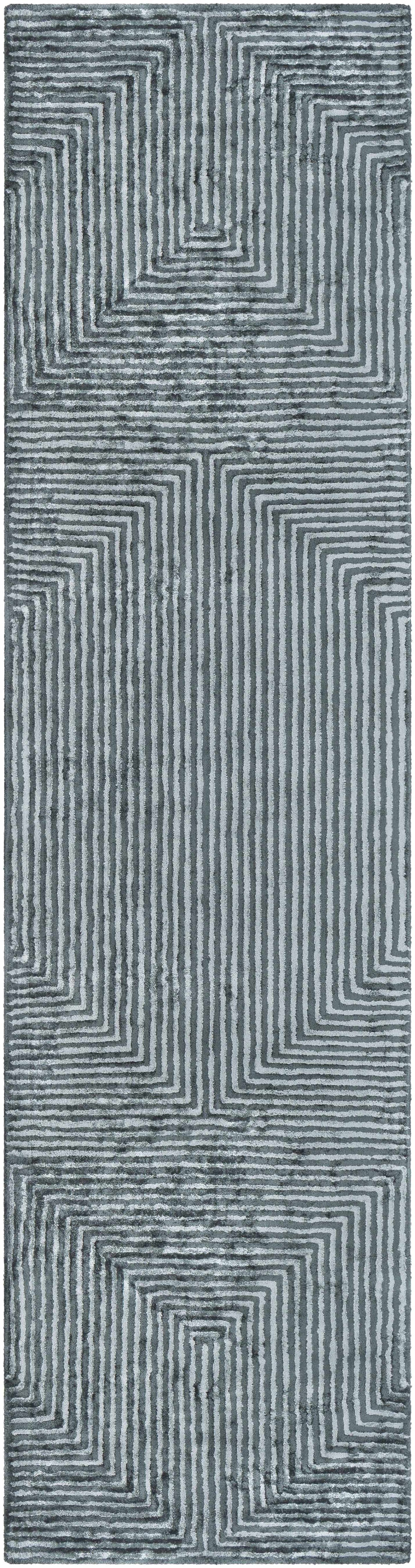 Quartz Patterned Sheen Blue/Green Viscose Rug, photo 4 of 7