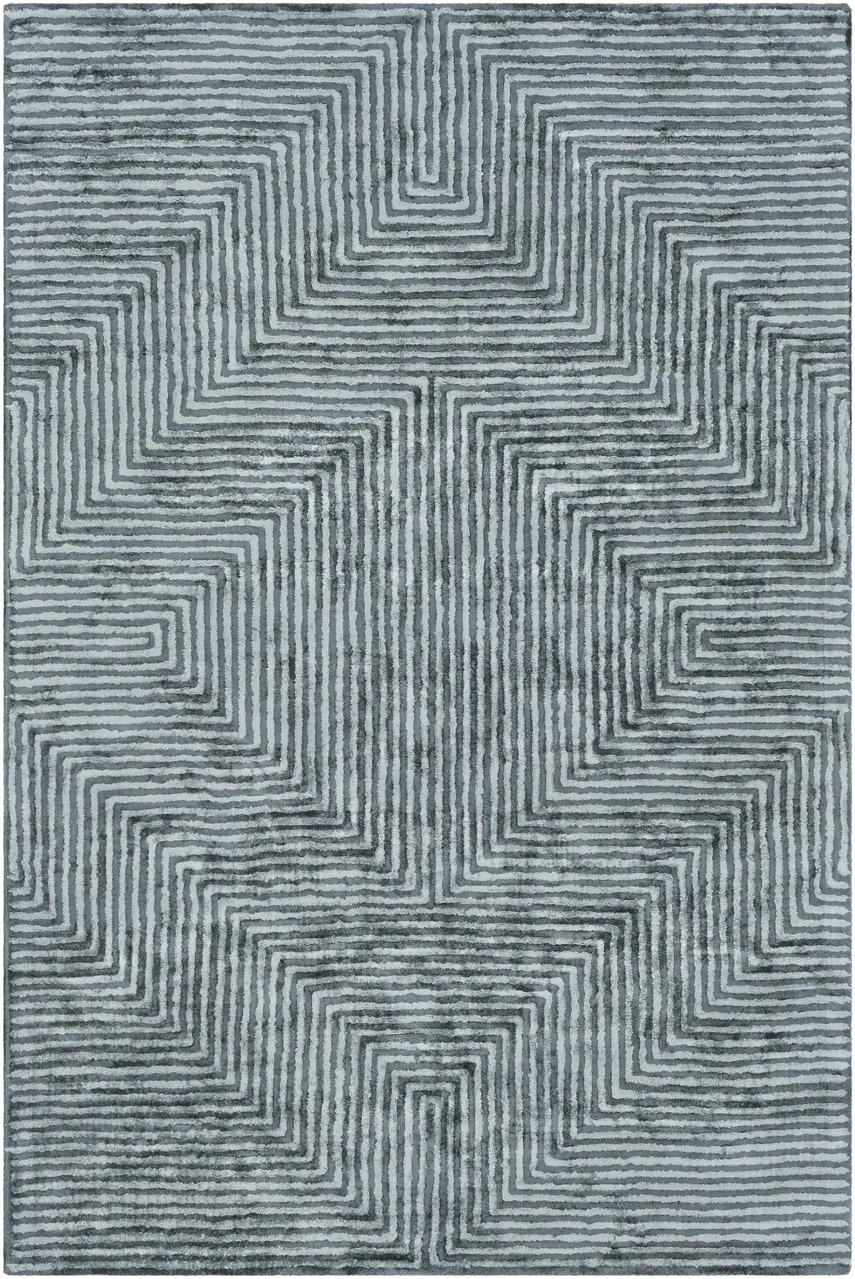 Quartz Patterned Sheen Blue/Green Viscose Rug, photo 7 of 7