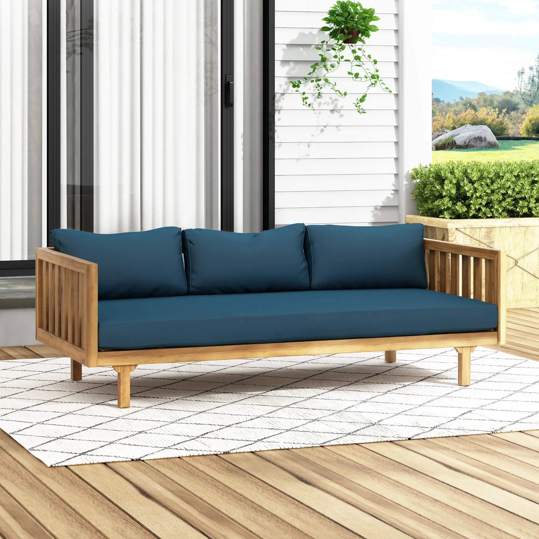 Alora 3-Seater Acacia Wood Daybed Sofa With Water-Resistant Cushions (SAK65773) by SAKSBY WHOLESALE
