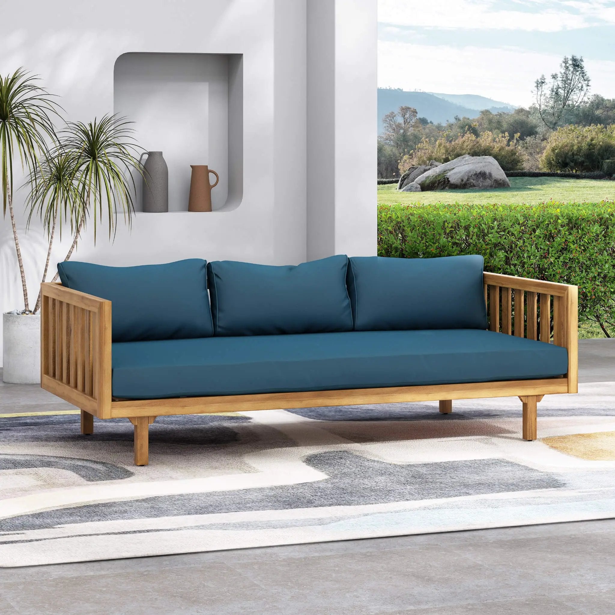 Alora 3-Seater Acacia Wood Daybed Sofa With Water-Resistant Cushions (SAK65773) by SAKSBY WHOLESALE