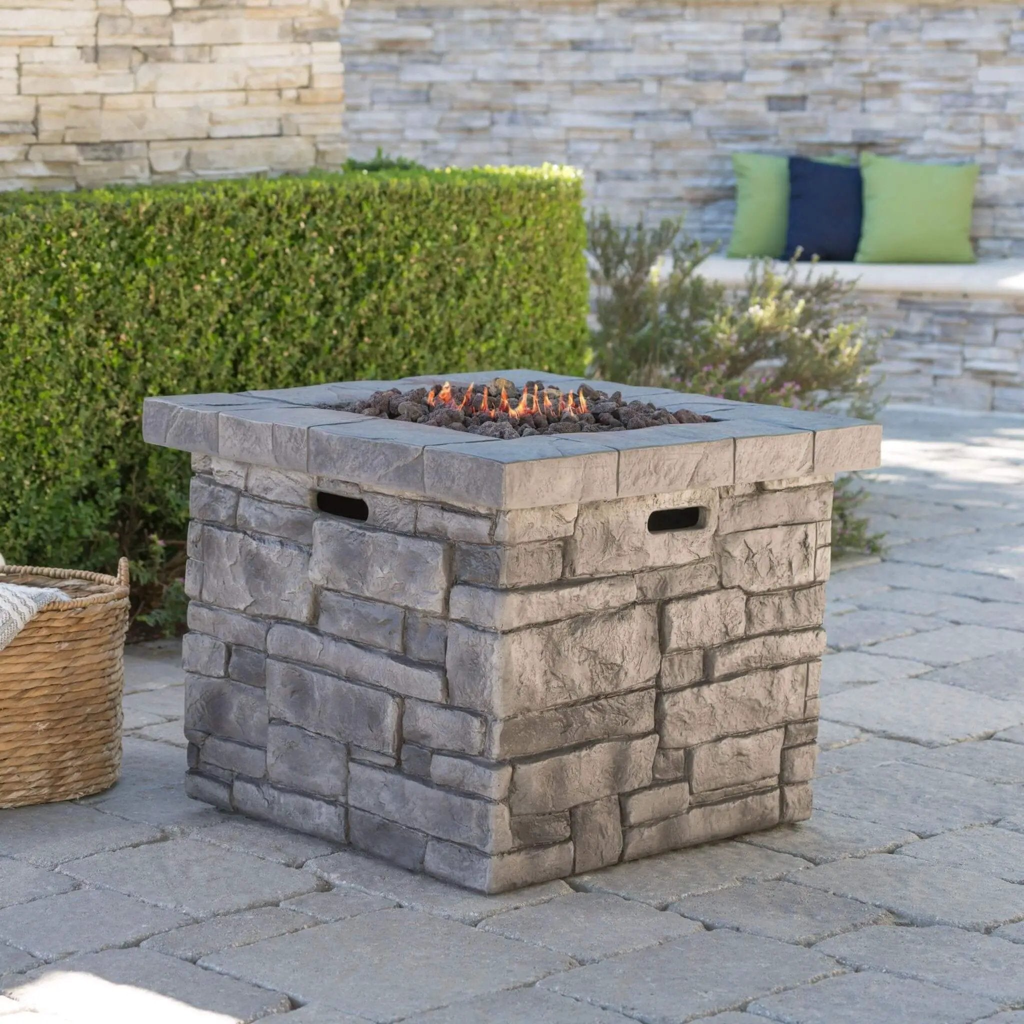 Alora 30-Inch Modern Outdoor 40K BTU Steel Frame Propane Fire Table With Lava Rocks (SAK12756) by SAKSBY WHOLESALE