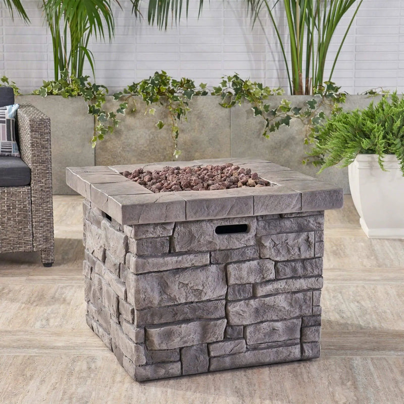 Alora 30-Inch Modern Outdoor 40K BTU Steel Frame Propane Fire Table With Lava Rocks (SAK12756) by SAKSBY WHOLESALE