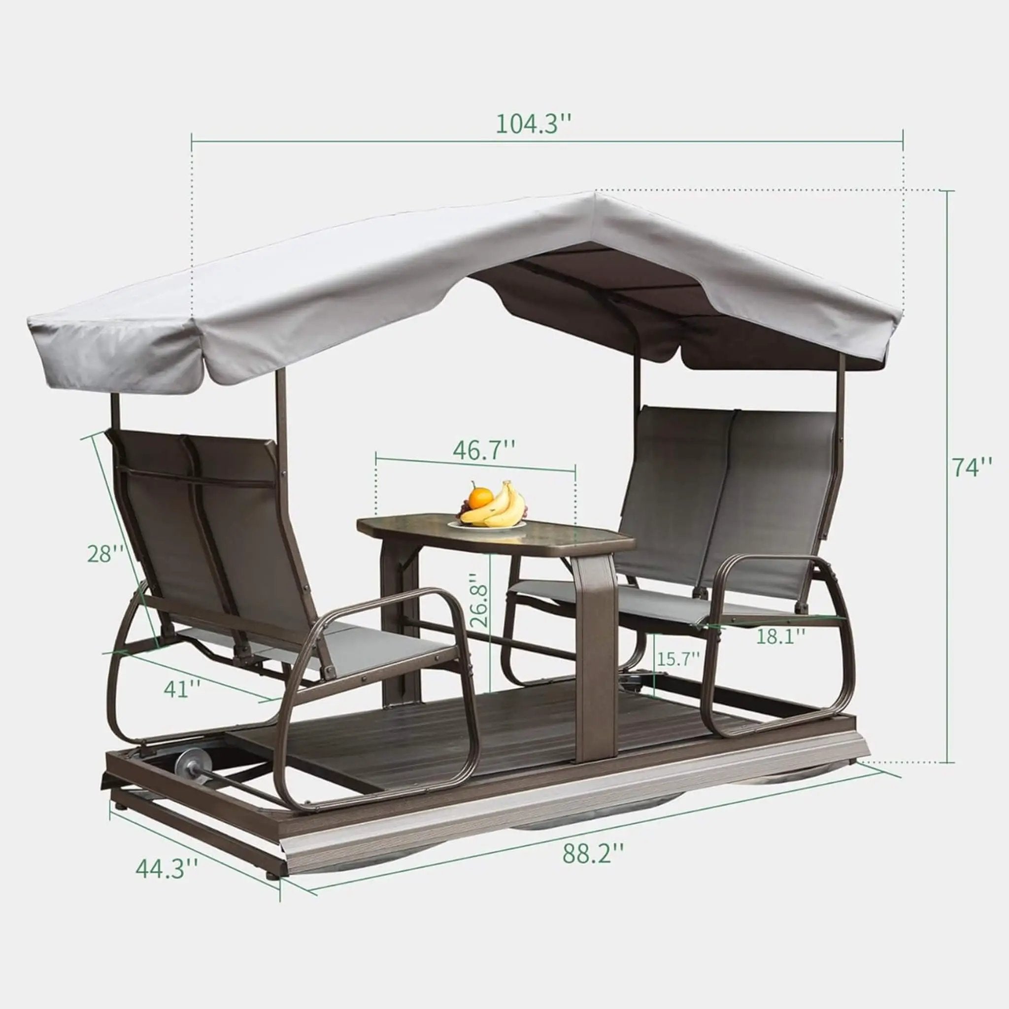 Alora 4-Seat Outdoor Aluminum Patio Swing Glider Bench With Canopy (SAK41726) by SAKSBY WHOLESALE