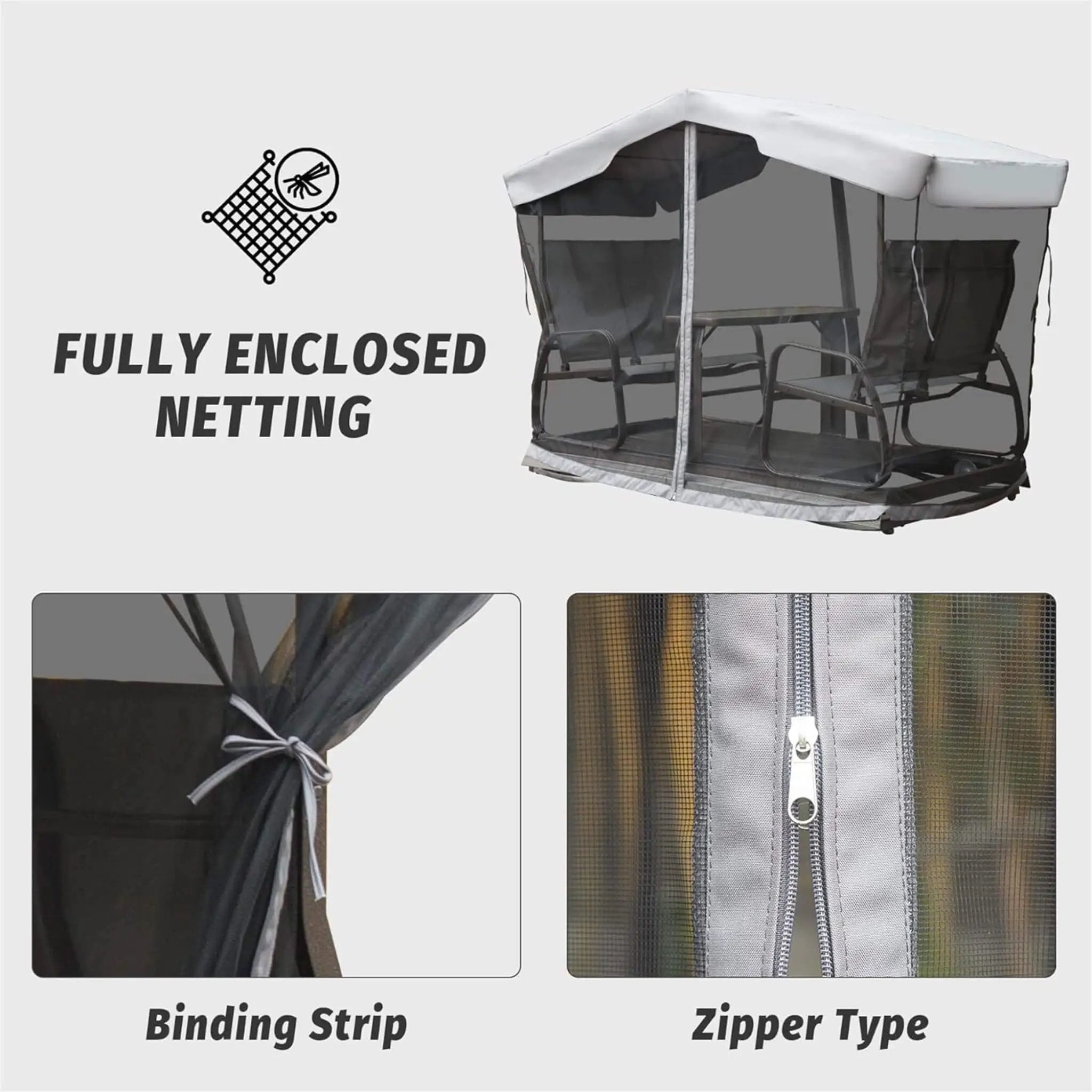 Alora 4-Seat Outdoor Aluminum Patio Swing Glider Bench With Canopy (SAK41726) by SAKSBY WHOLESALE