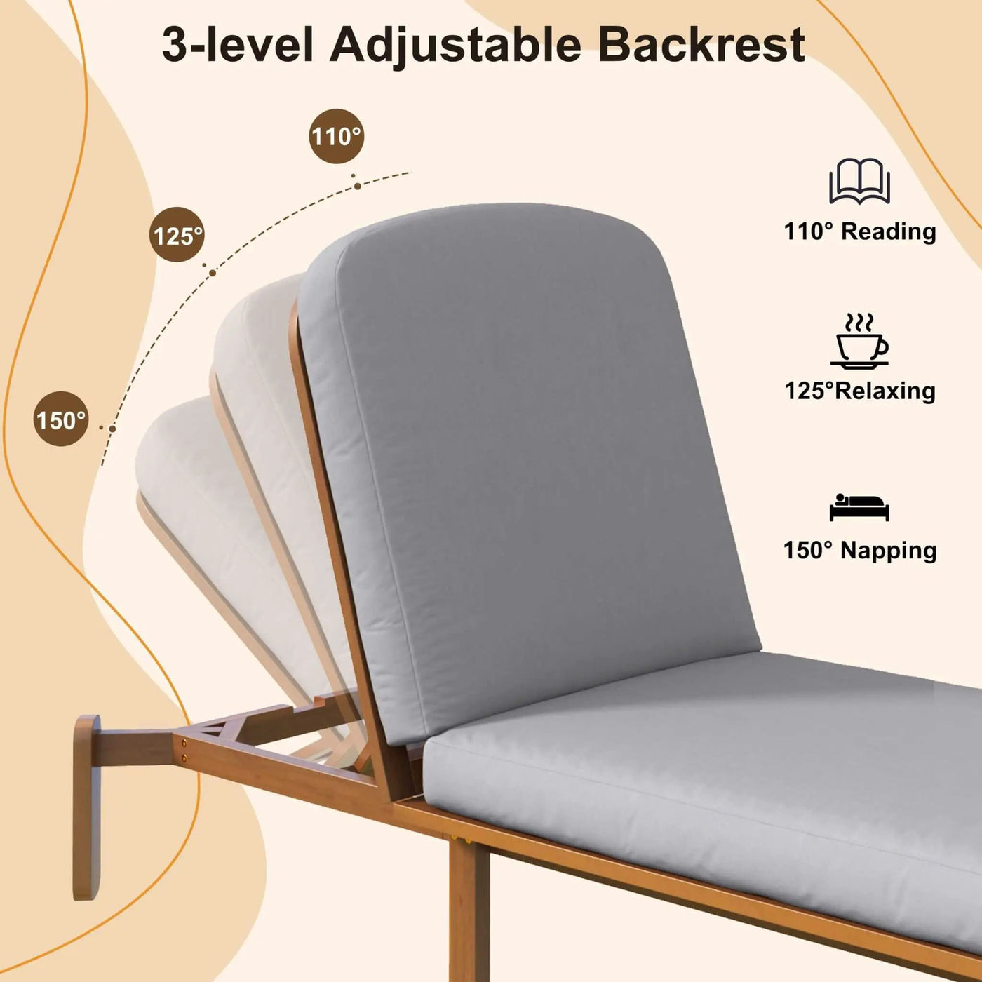 Adjustable Outdoor Chaise Lounge With Reclining Backrest (SAK04689) by SAKSBY WHOLESALE