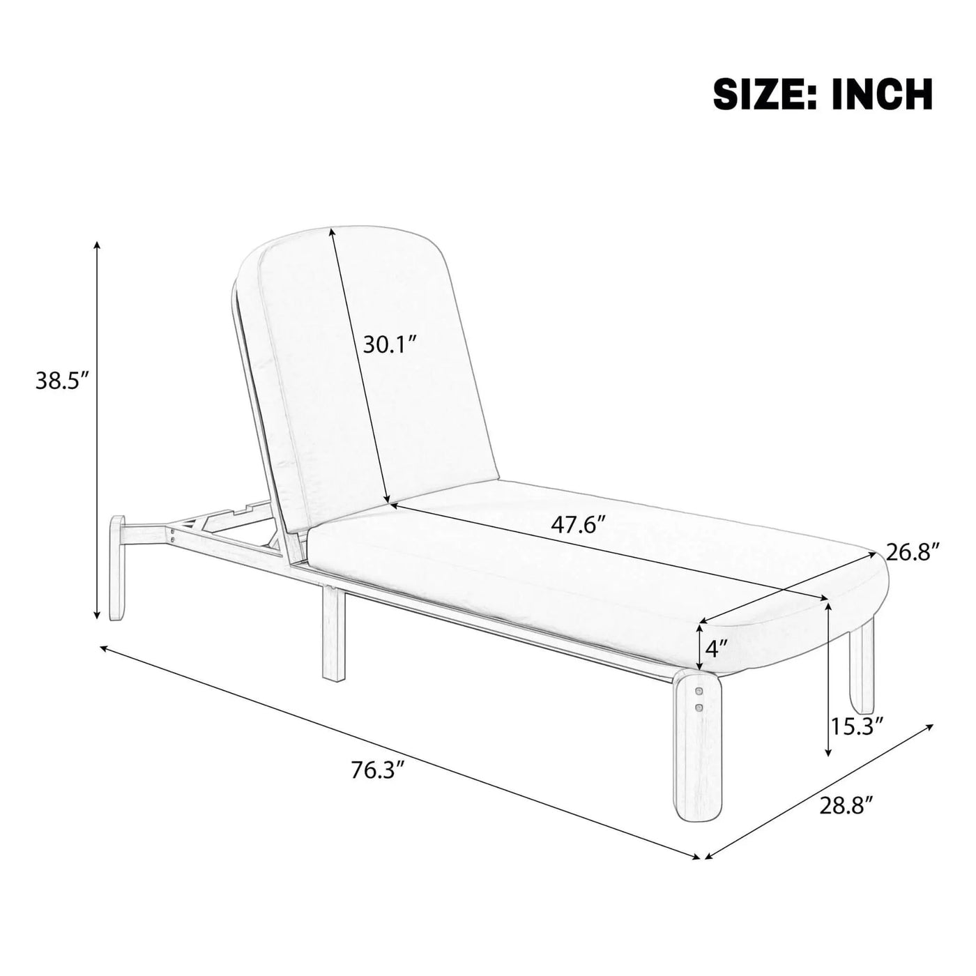 Adjustable Outdoor Chaise Lounge With Reclining Backrest (SAK04689) by SAKSBY WHOLESALE