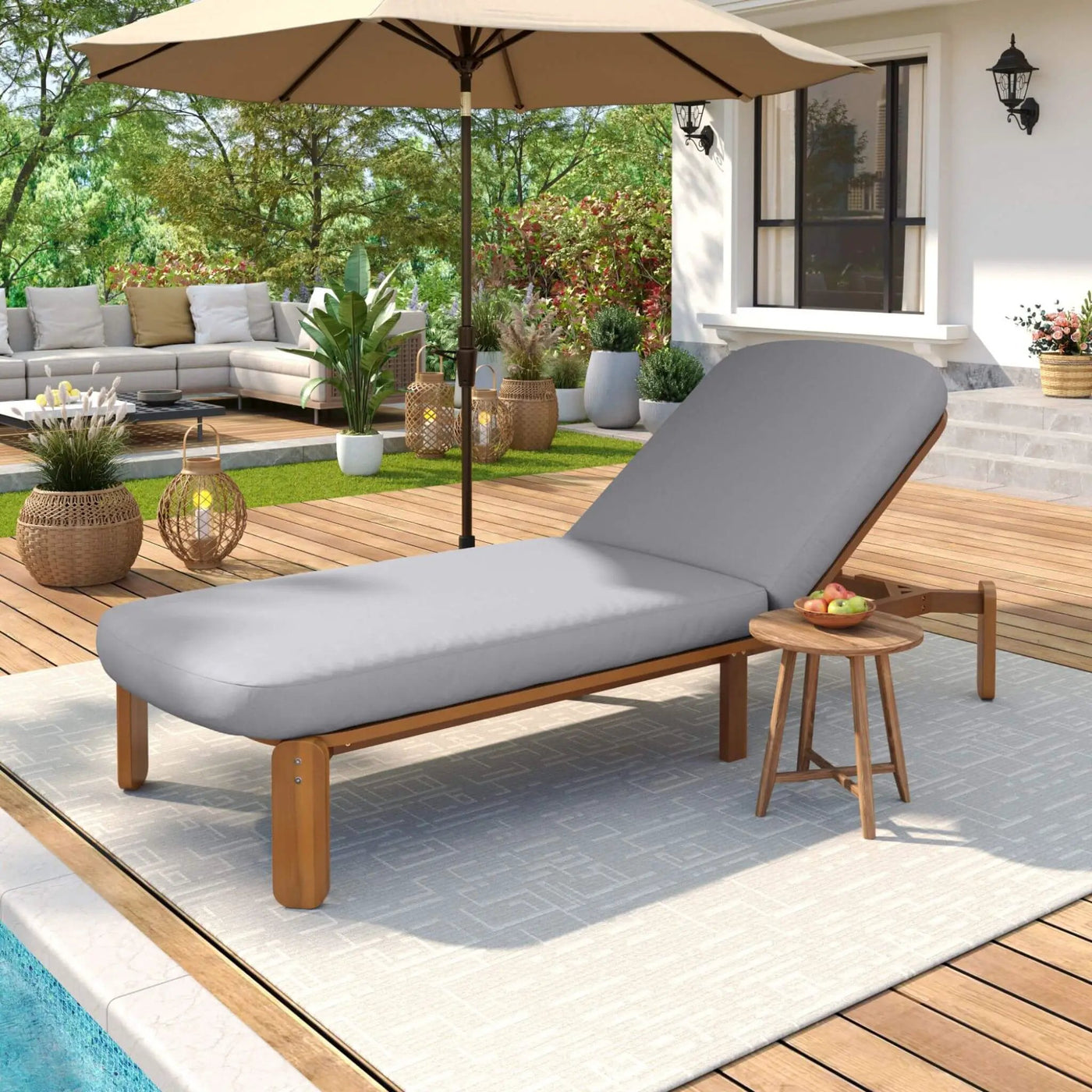 Adjustable Outdoor Chaise Lounge With Reclining Backrest (SAK04689) by SAKSBY WHOLESALE