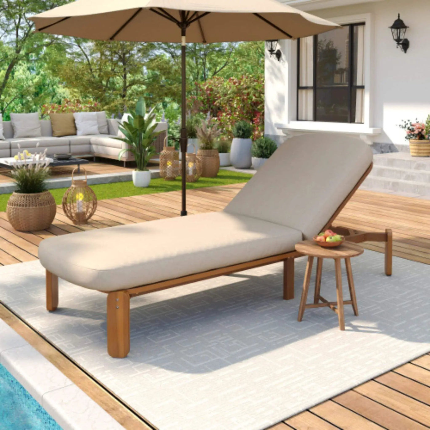 Adjustable Outdoor Chaise Lounge With Reclining Backrest (SAK04689) by SAKSBY WHOLESALE