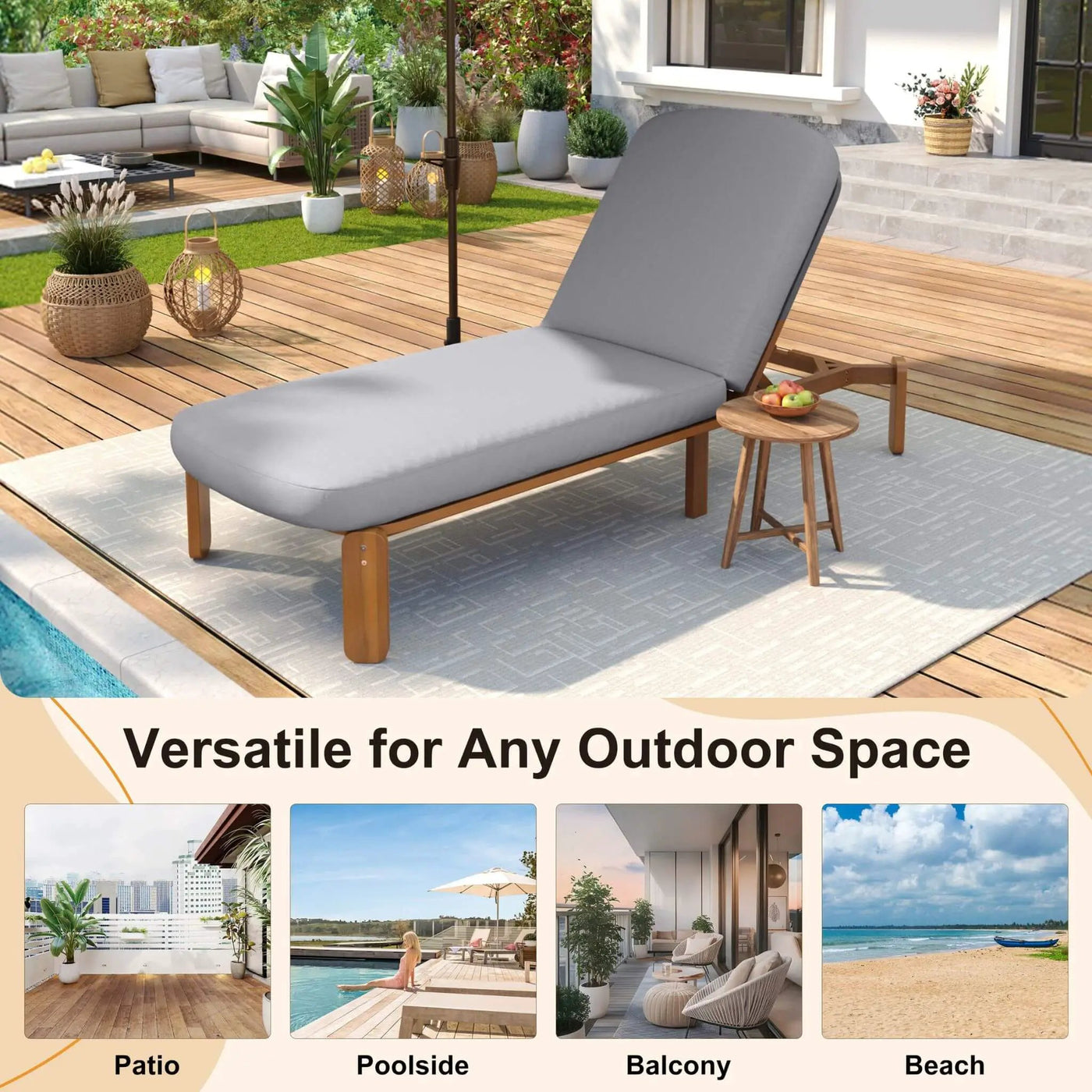 Adjustable Outdoor Chaise Lounge With Reclining Backrest (SAK04689) by SAKSBY WHOLESALE