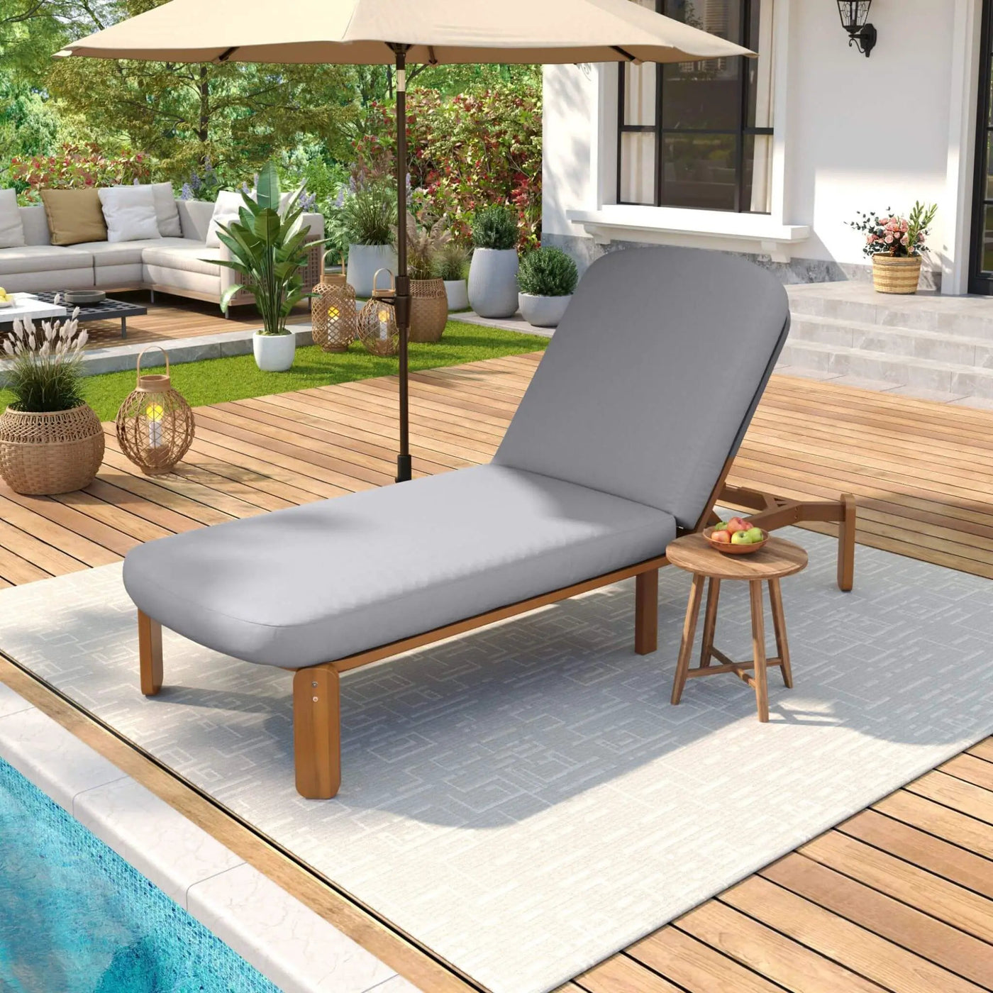 Adjustable Outdoor Chaise Lounge With Reclining Backrest (SAK04689) by SAKSBY WHOLESALE