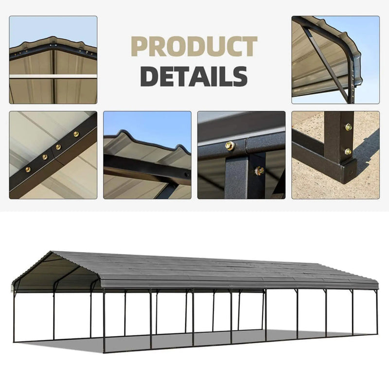 [20X40FT] Alora Extra Large Heavy Duty Four Car Outdoor Metal Carport Canopy For Trucks, Boats And SUVs (SAK29713) by SAKSBY WHOLESALE