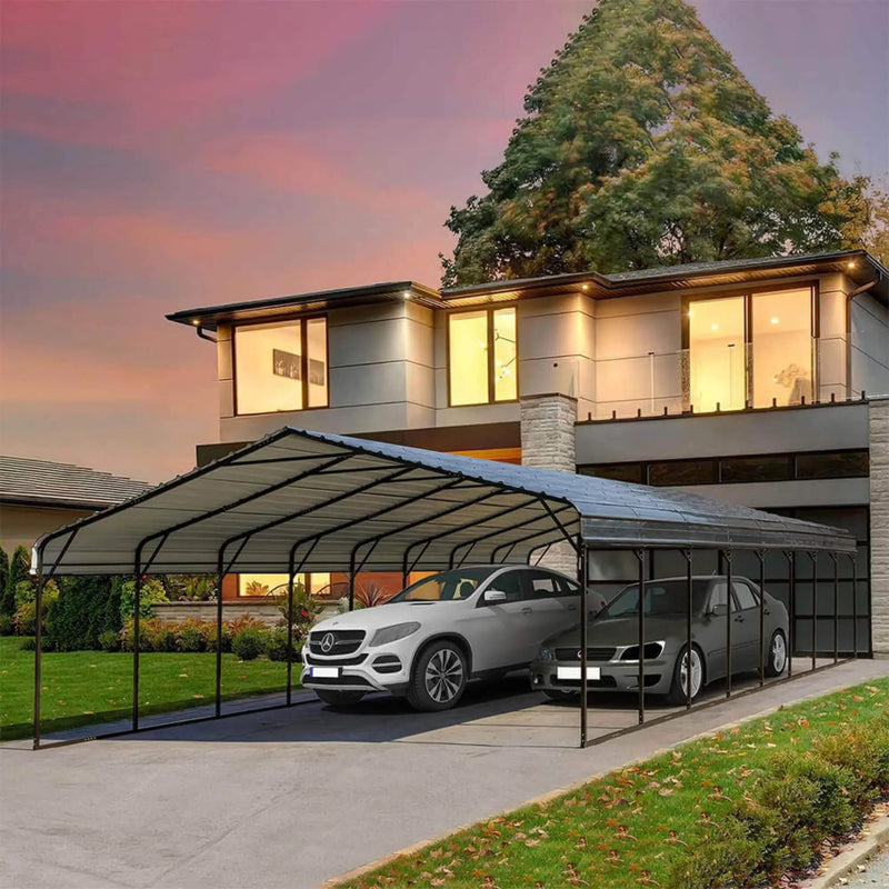 [20X40FT] Alora Extra Large Heavy Duty Four Car Outdoor Metal Carport Canopy For Trucks, Boats And SUVs (SAK29713) by SAKSBY WHOLESALE