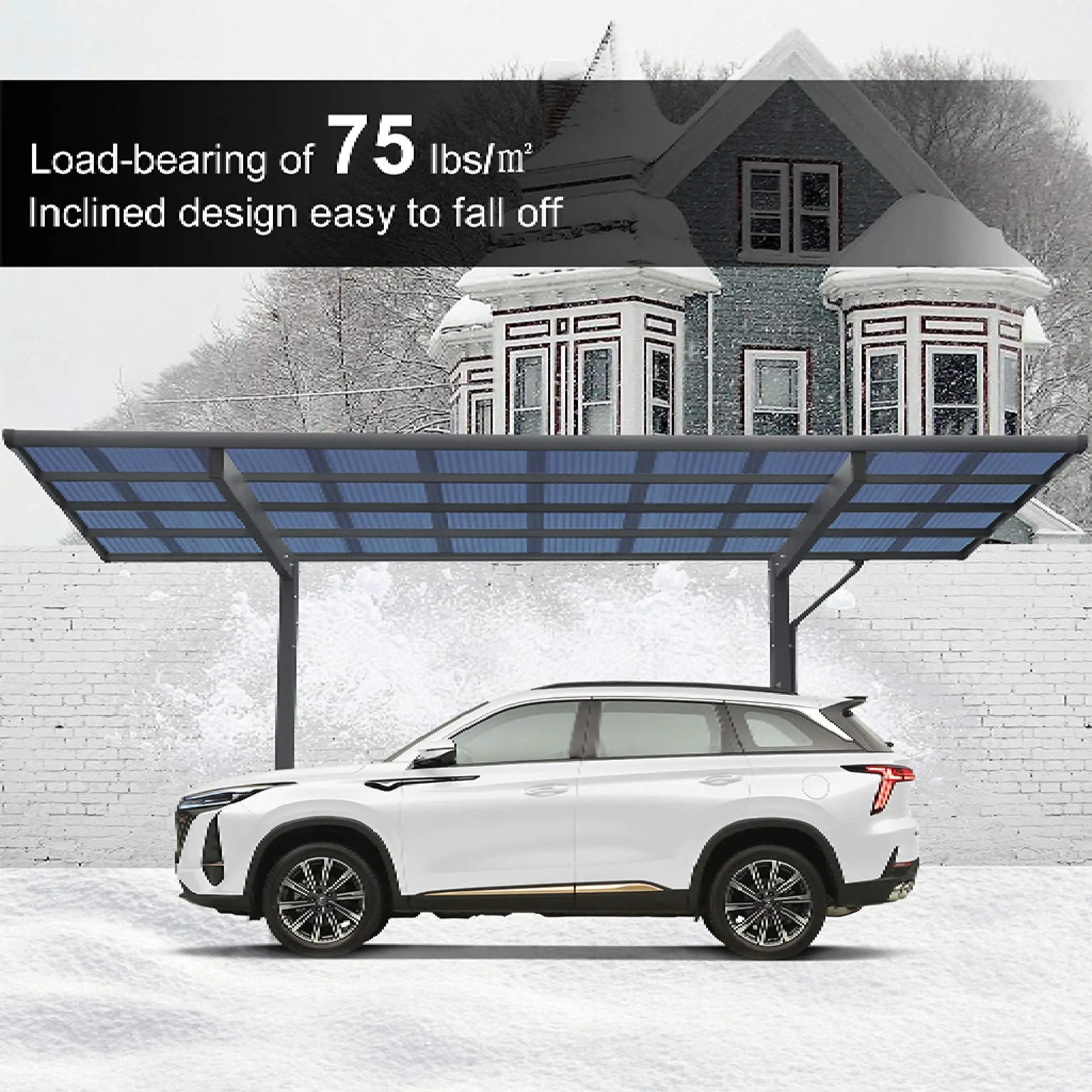 [10X17FT] Alora Extra-Large Heavy-Duty Outdoor Aluminum Single Side Carport With Galvanized Metal Roof (SAK31279) by SAKSBY WHOLESALE