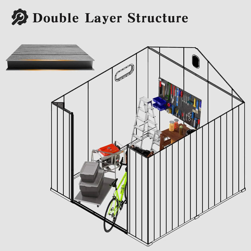 [06X08FT] Alora Heavy-Duty Outdoor All-Weather Resin Storage Shed With Lockable Doors, Windows, And Vents (SAK39874) by SAKSBY WHOLESALE