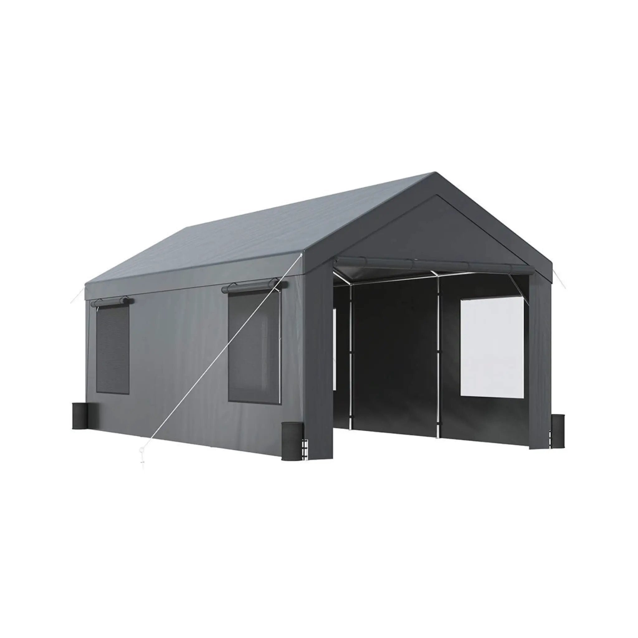 [12X20FT] Alora Heavy-Duty Outdoor Premium Garage Tarp Canopy Shelter W/ Removable Sidewalls (SAK94615) by SAKSBY WHOLESALE