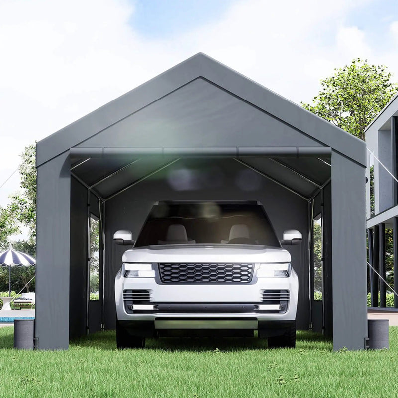 [12X20FT] Alora Heavy-Duty Outdoor Premium Garage Tarp Canopy Shelter W/ Removable Sidewalls (SAK94615) by SAKSBY WHOLESALE