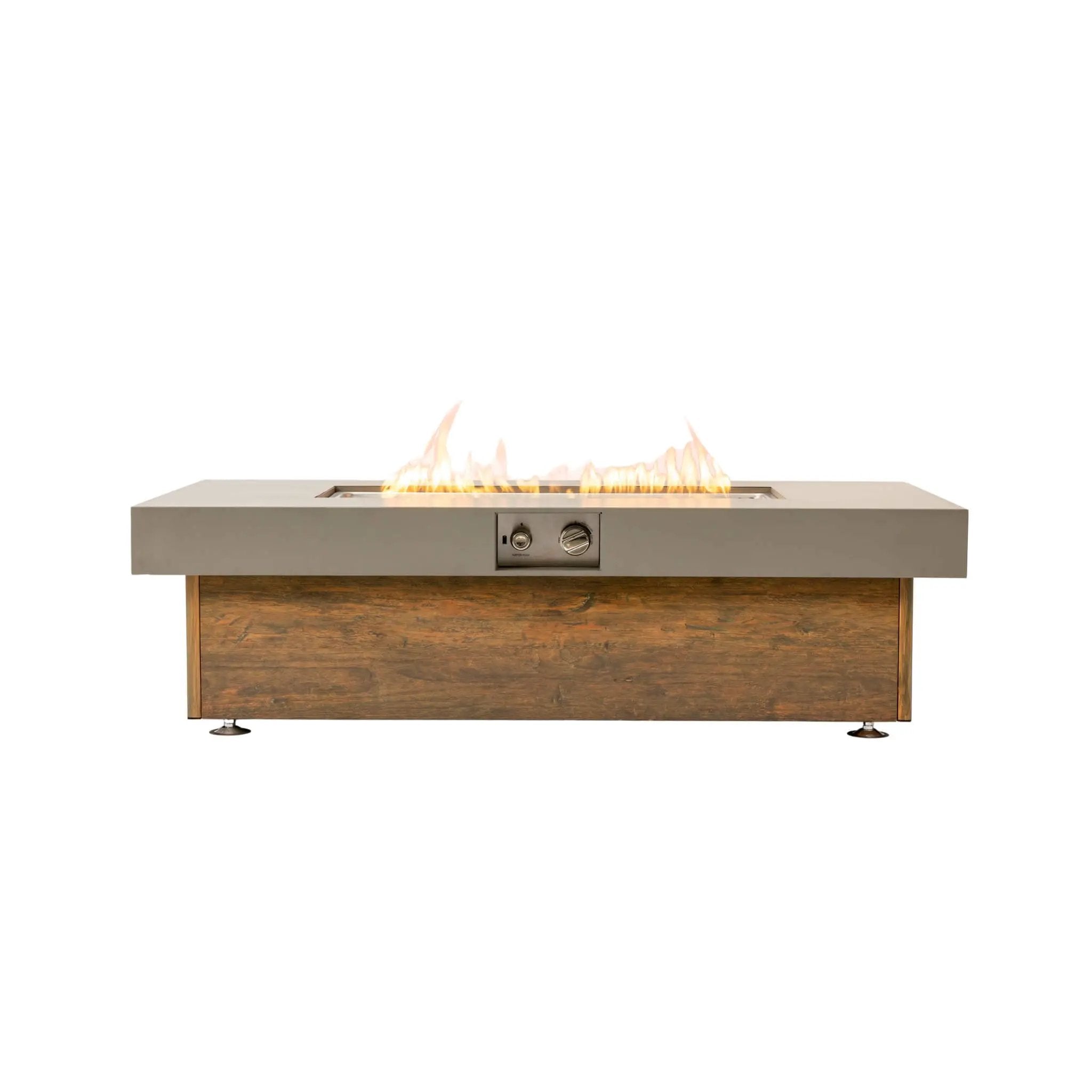 Alora Luxury 48-Inch Outdoor Wood Grain Iron Fire Pit Table With Lava Rocks (SAK37905) by SAKSBY WHOLESALE