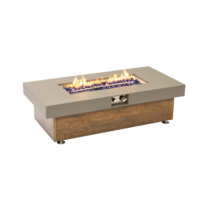 Alora Luxury 48-Inch Outdoor Wood Grain Iron Fire Pit Table With Lava Rocks (SAK37905) by SAKSBY WHOLESALE