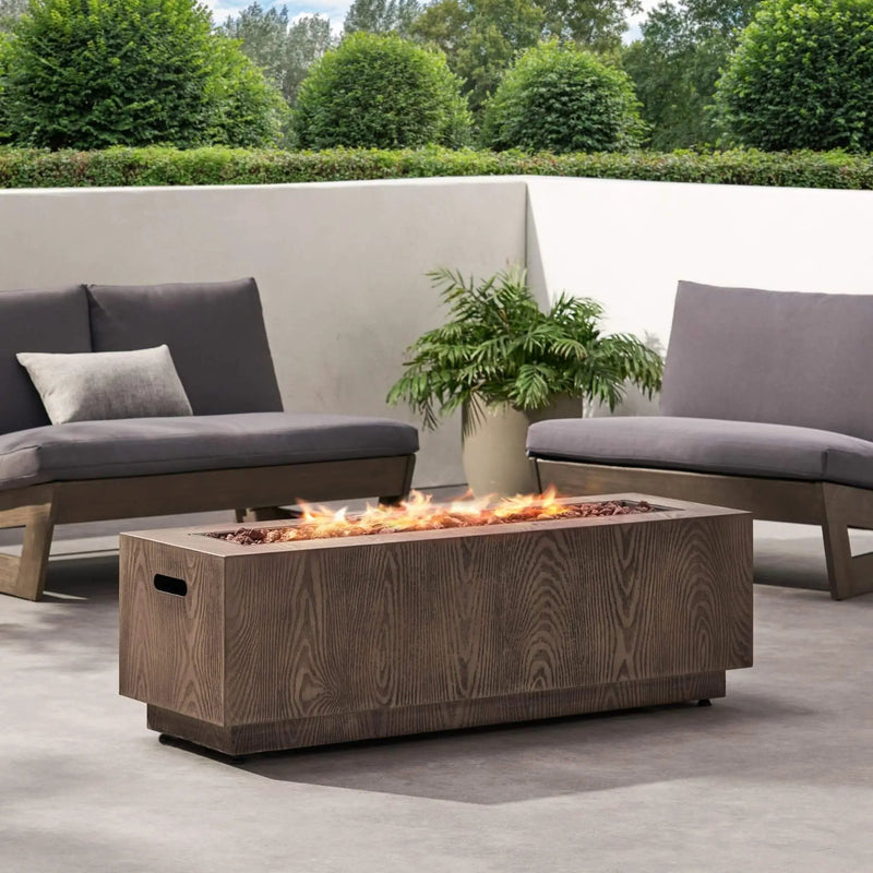 Alora 48-Inch Modern 50K BTU Outdoor Rectangular Propane Gas Fire Pit With Lava Rocks (SAK82521) by SAKSBY WHOLESALE
