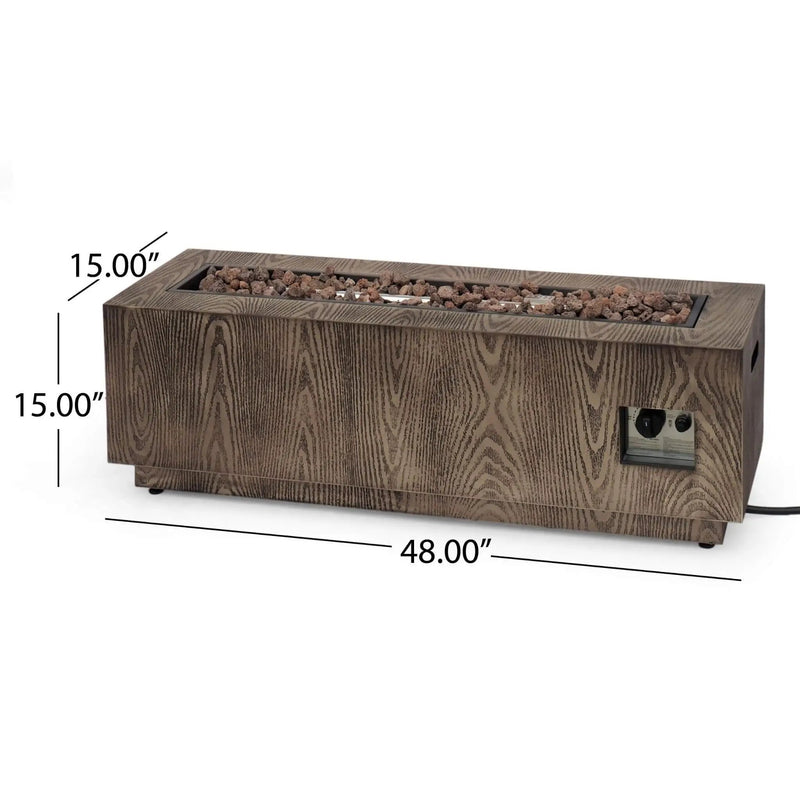 Alora 48-Inch Modern 50K BTU Outdoor Rectangular Propane Gas Fire Pit With Lava Rocks (SAK82521) by SAKSBY WHOLESALE