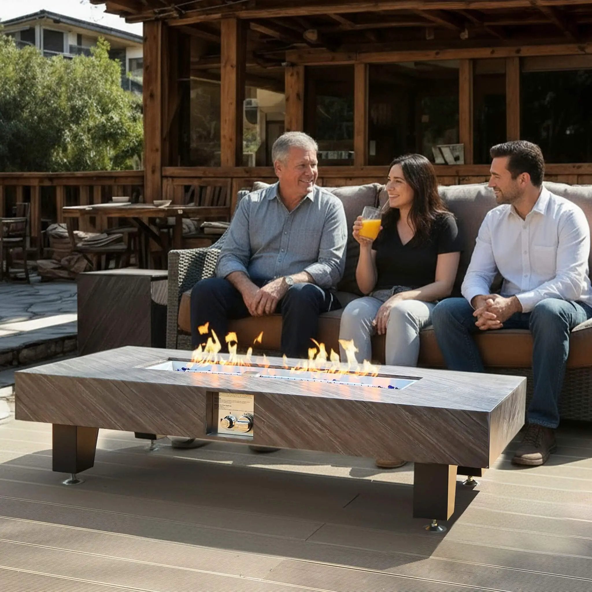 Alora 54-Inch Modern Outdoor Propane Fire Pit Table With Waterproof Cover (SAK42628) by SAKSBY WHOLESALE