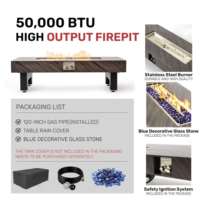 Alora 54-Inch Modern Outdoor Propane Fire Pit Table With Waterproof Cover (SAK42628) by SAKSBY WHOLESALE