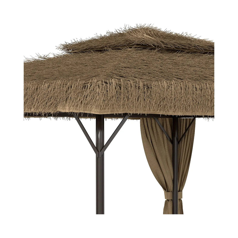 Alora Outdoor Double Canopy Aluminum Patio Gazebo With Hawaiian Thatch Roof (SAK39068) by SAKSBY WHOLESALE