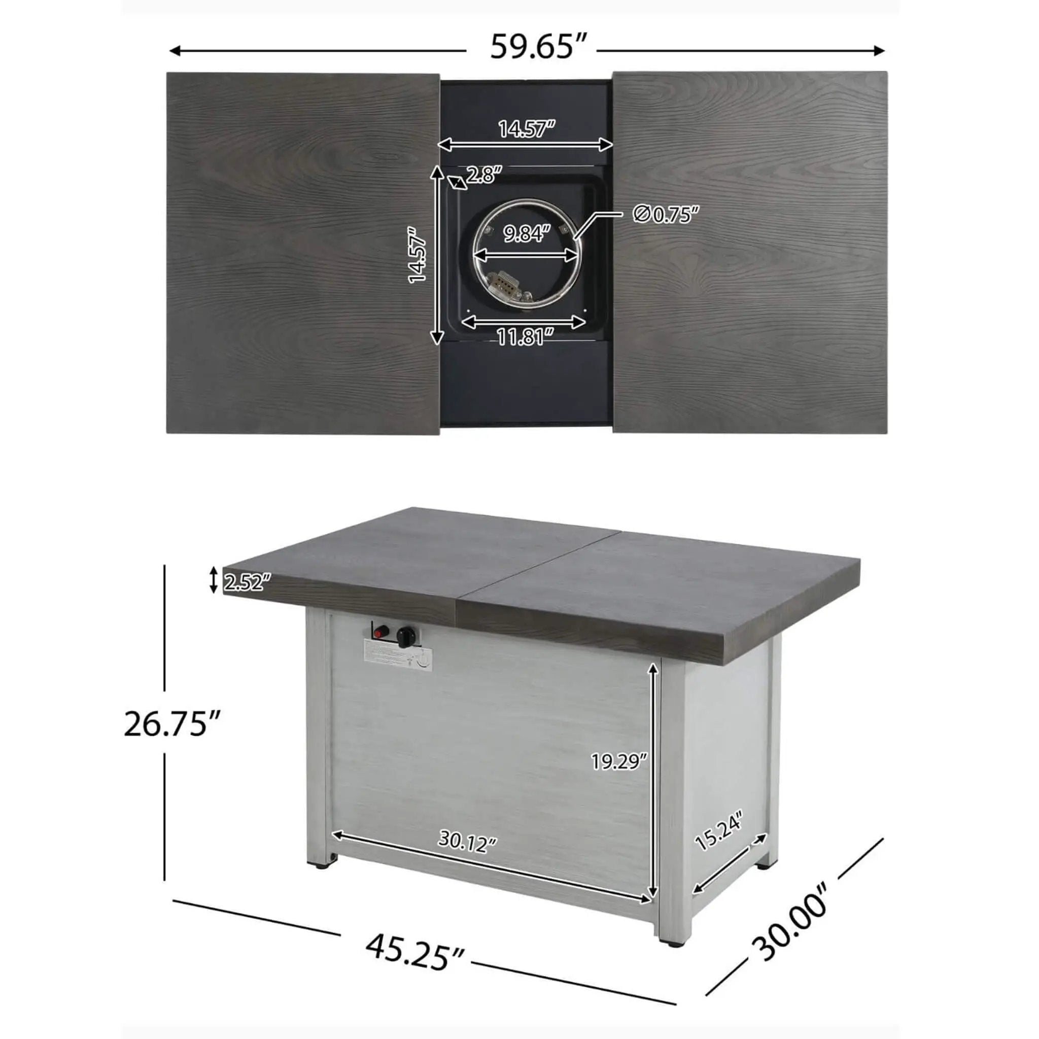 Alora Premium 50K BTU Rectangle Outdoor Aluminum Fire Pit Table (SAK70248) by SAKSBY WHOLESALE