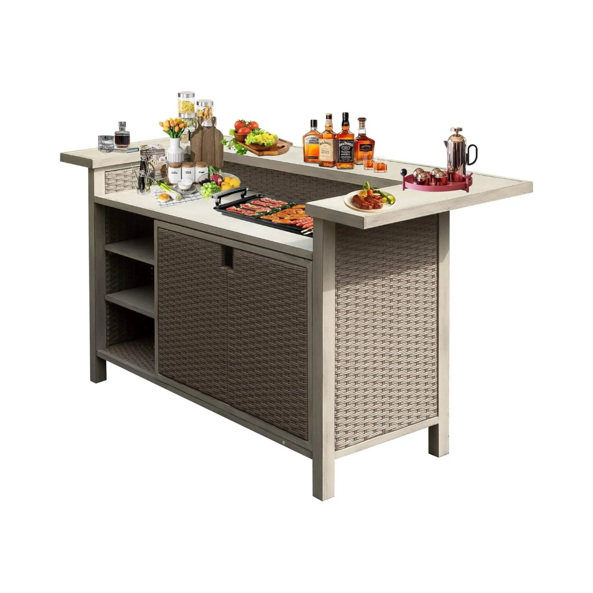Alora Premium All-Weather Spacious Outdoor Patio Bar Table With Aluminum Frame (SAK51876) by SAKSBY WHOLESALE