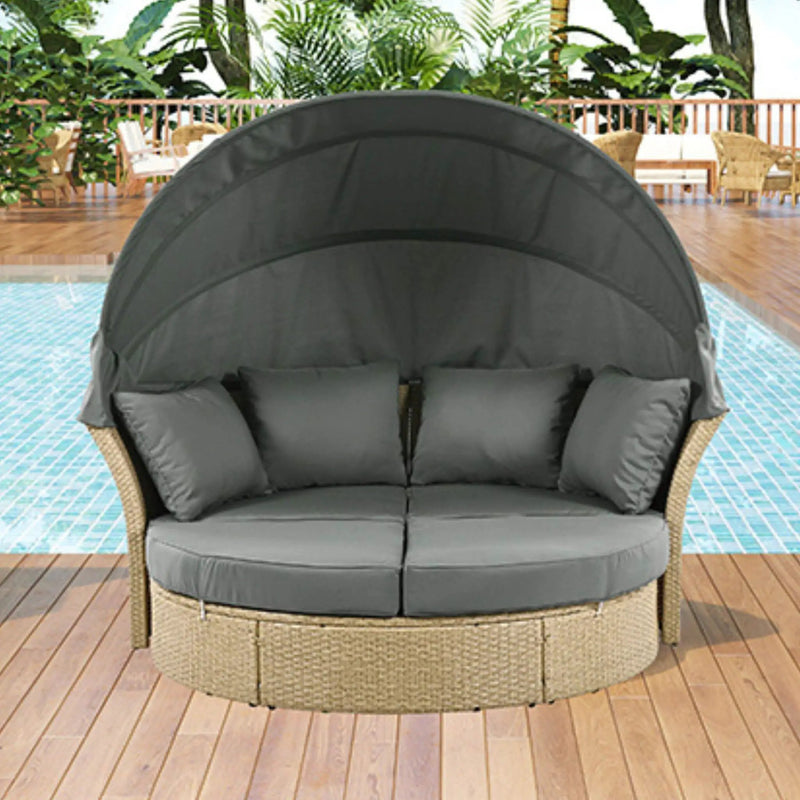 Alora Premium Outdoor Garden Wicker Rattan Patio Daybed With Retractable Canopy (SAK43581) by SAKSBY WHOLESALE