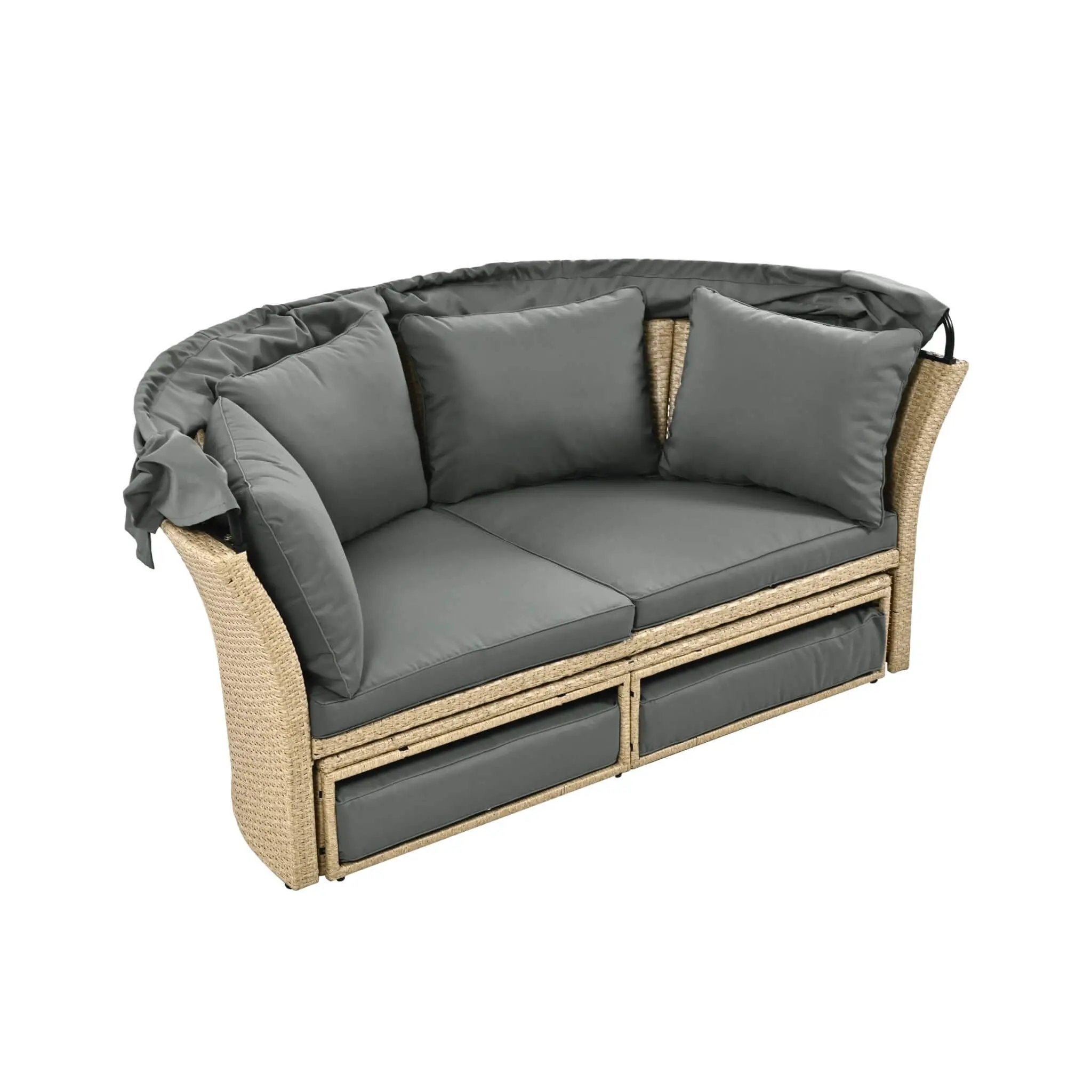 Alora Premium Outdoor Garden Wicker Rattan Patio Daybed With Retractable Canopy (SAK43581) by SAKSBY WHOLESALE