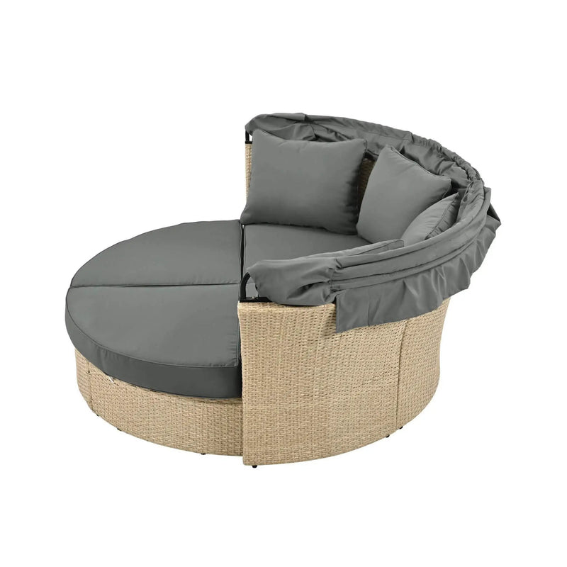 Alora Premium Outdoor Garden Wicker Rattan Patio Daybed With Retractable Canopy (SAK43581) by SAKSBY WHOLESALE