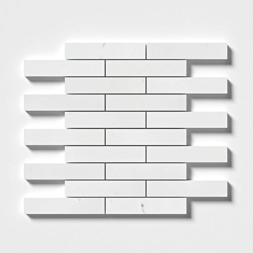 Alpina White Honed 1 1/4x6 Marble Mosaics 12x12