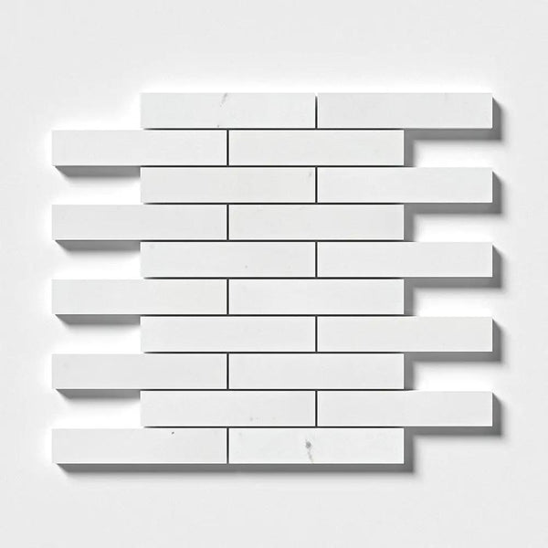 Alpina White Honed 1 1/4x6 Marble Mosaics 12x12