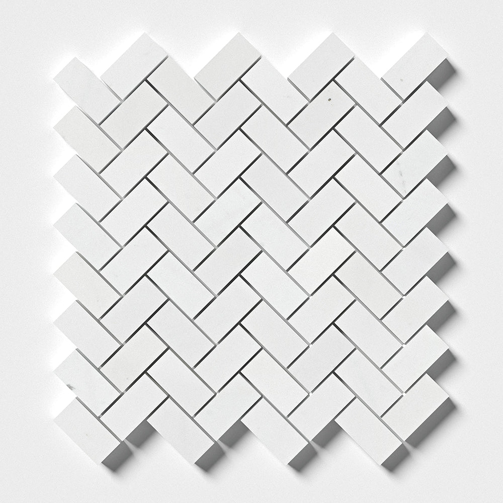 Alpina White Honed Herringbone Marble Mosaics 12 1/8x13 3/8 Marble Honed 12x18 Mosaics