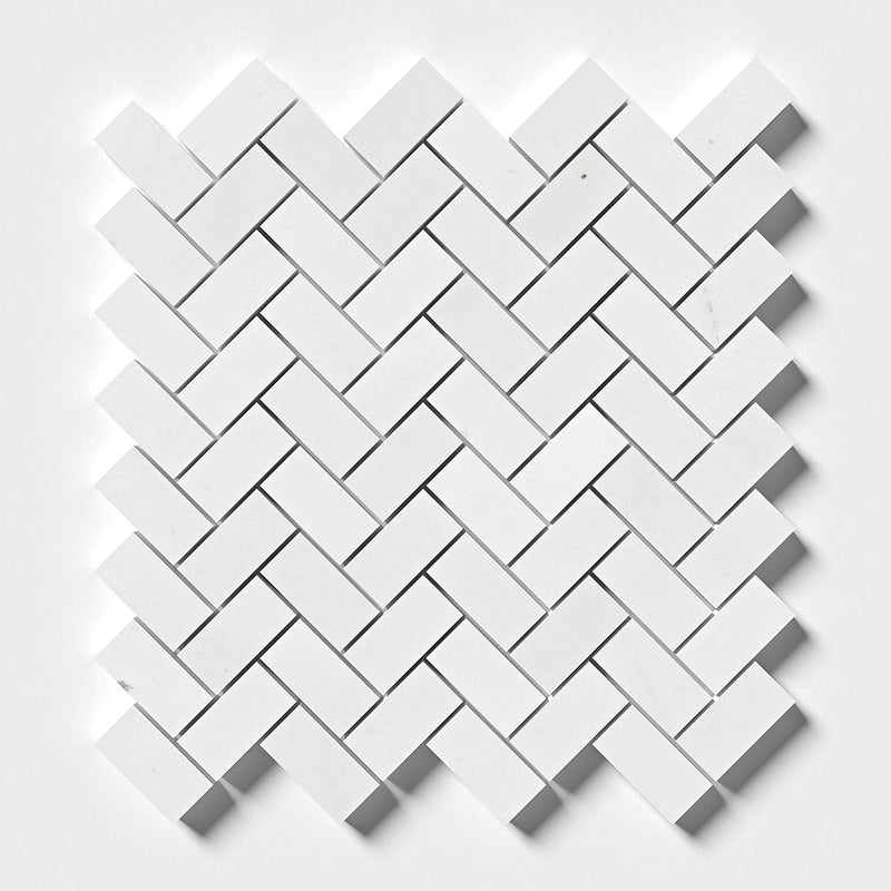Alpina White Honed Herringbone Marble Mosaics 12 1/8x13 3/8 Marble Honed 12x18 Mosaics